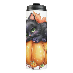 Just hanging around, Resting Kitten In Pumpkin Thermal Tumbler