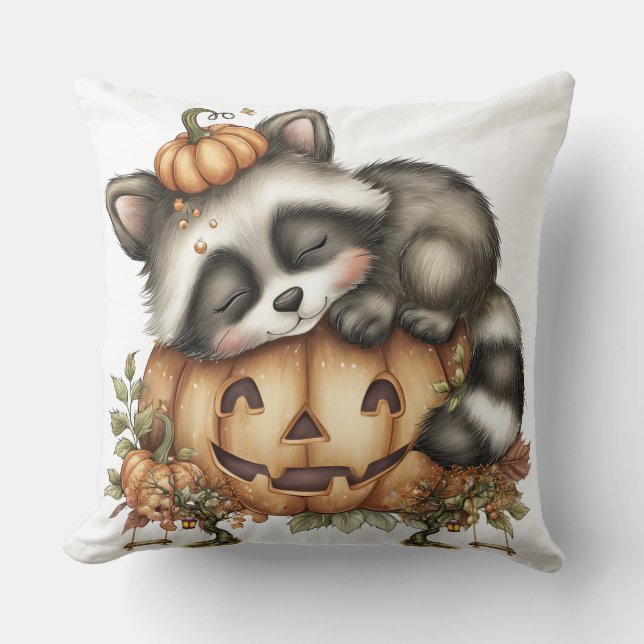 Just hanging around, Sleepy Racoon Cushion (Front)