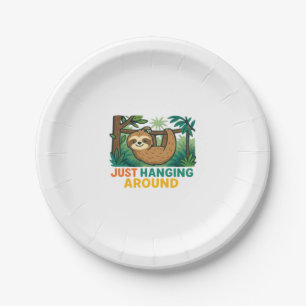 Just Hanging Around (Sleepy Sloth) Essential T-Shi Paper Plate
