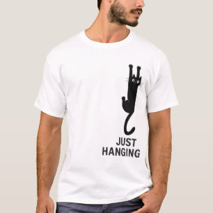 Just Hanging Cat – Funny Climbing Black Cat  T-Shirt