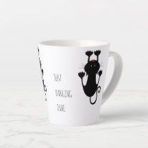 Just hanging there black cat cartoon funny text