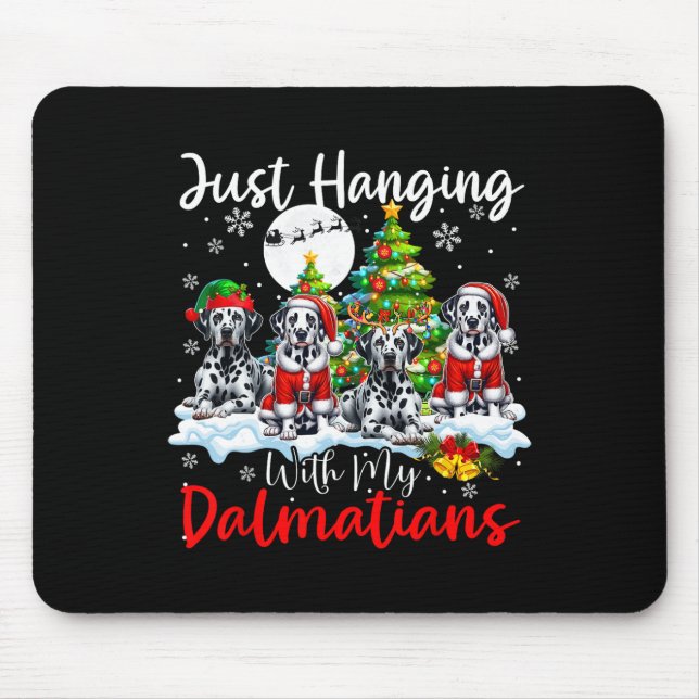 Just Hanging With My Dalmatians Xmas Three Santa D Mouse Mat (Front)