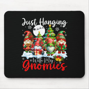 Just Hanging With My Gnomies Xmas Three Santa Dogs Mouse Mat