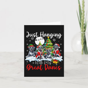 Just Hanging With My Great Danes Xmas Three Santa  Card