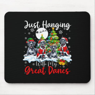 Just Hanging With My Great Danes Xmas Three Santa Mouse Mat