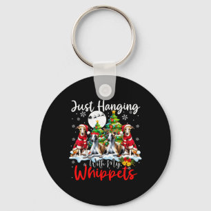 Just Hanging With My Whippets Xmas Three Santa Dog Key Ring