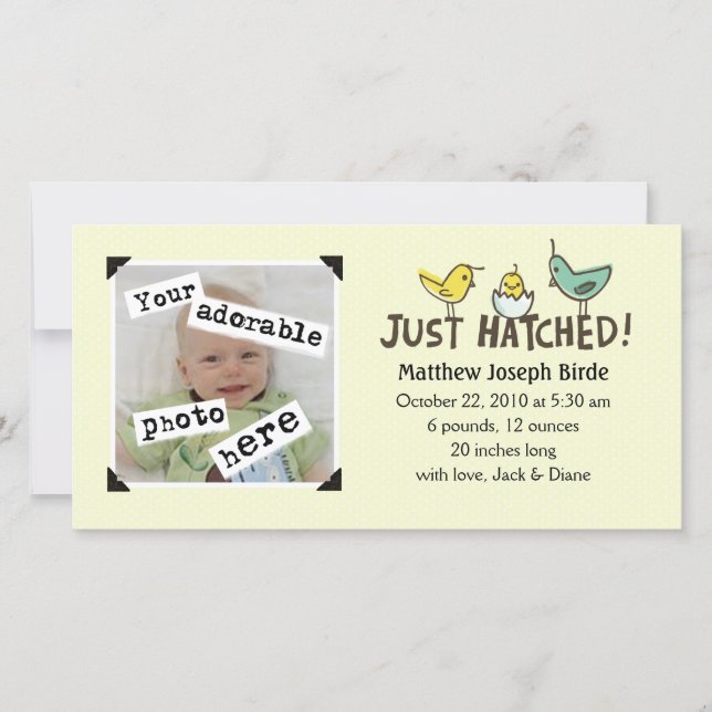 Just Hatched! Baby Announcement (Front)