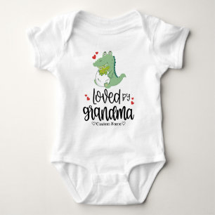 Just Hatched Green Dinosaur - Loved by Grandma Baby Bodysuit
