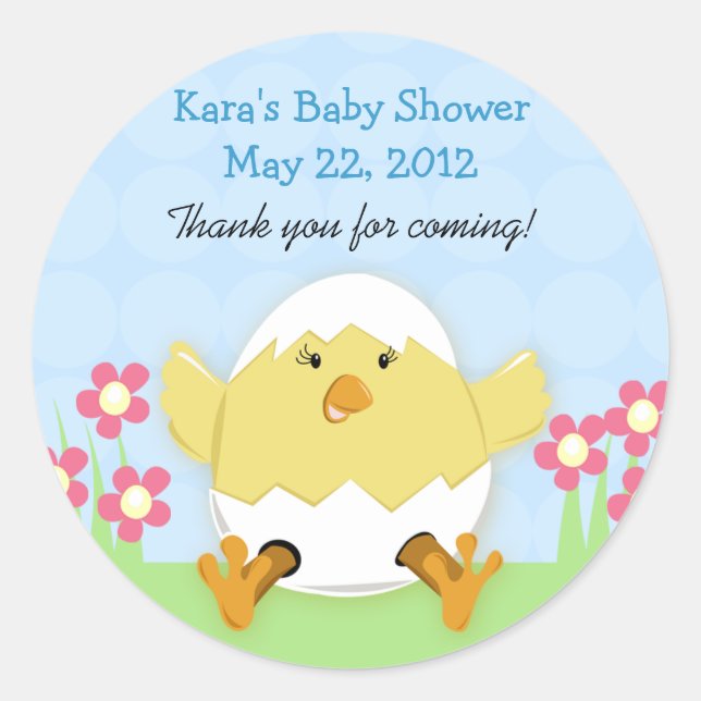 Just Hatched Little Chick Round Favour Sticker (Front)