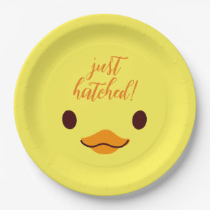 Just Hatched New Baby Yellow Chick  Paper Plate