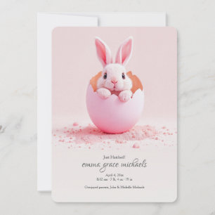 Just Hatched Pink Photo Birth Announ Announcement