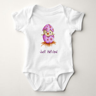 Just Hatched Pink Purple Bird Hatching Girl  Baby Bodysuit