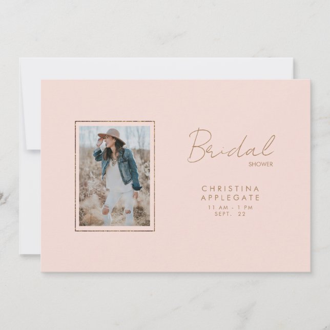 Just Her Photo Simple Blush Bridal Shower Invitation (Front)