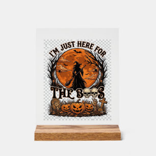 Just Here Boos Halloween Witch Moon Pumpkins_1 Acrylic Sign
