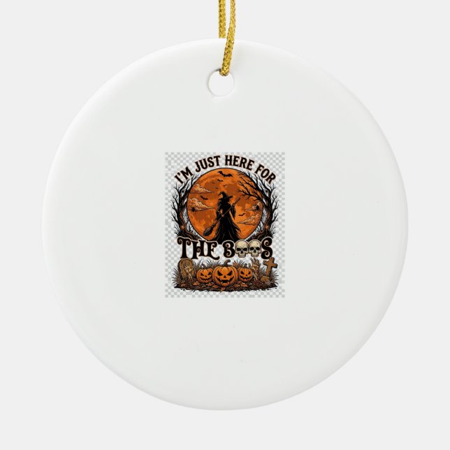 Just Here Boos Halloween Witch Moon Pumpkins_1 Ceramic Tree Decoration (Front)