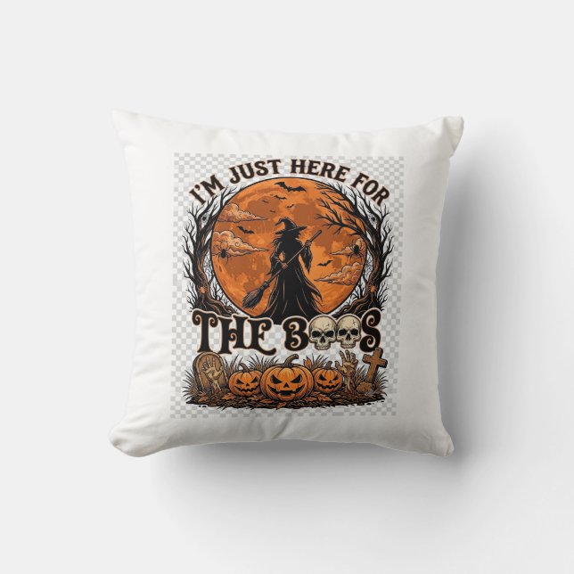 Just Here Boos Halloween Witch Moon Pumpkins_1 Cushion (Front)