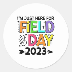 Just Here For Field Day 2023 Peace Sign Teacher St Classic Round Sticker