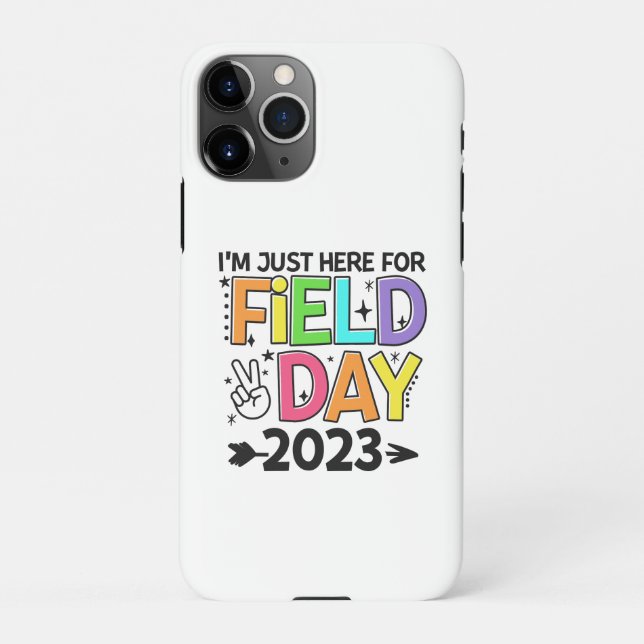 Just Here For Field Day 2023 Peace Sign Teacher St iPhone Case (Back)