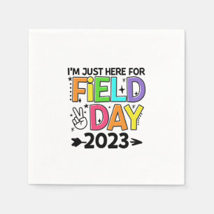 Just Here For Field Day 2023 Peace Sign Teacher St Napkin