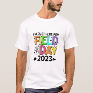 Just Here For Field Day 2023 Peace Sign Teacher St T-Shirt