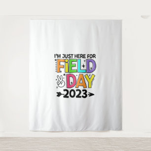 Just Here For Field Day 2023 Peace Sign Teacher St Tapestry