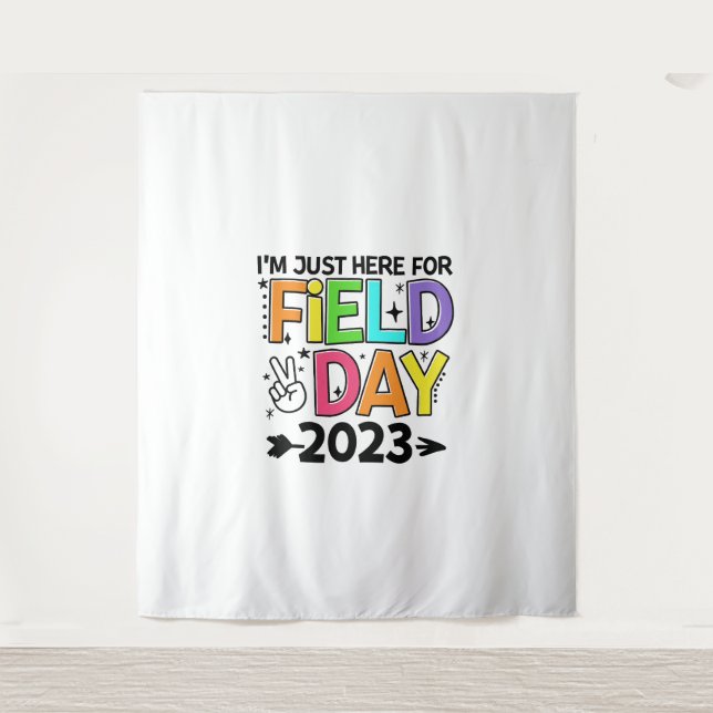 Just Here For Field Day 2023 Peace Sign Teacher St Tapestry (Front)