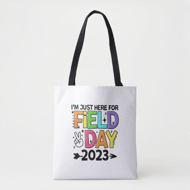 Just Here For Field Day 2023 Peace Sign Teacher St Tote Bag (Front)
