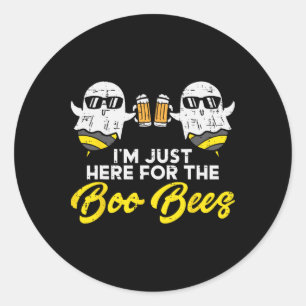 Just Here For The Boo Bees Fun S Breastees Ghost H Classic Round Sticker