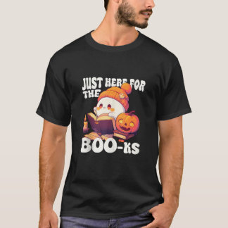 Just Here For The Boo ks Cute Ghost Reading Book A T-Shirt