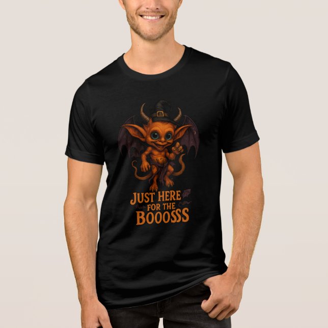Just Here for the Boooss Halloween Demon Tri-Blend Shirt (Front)