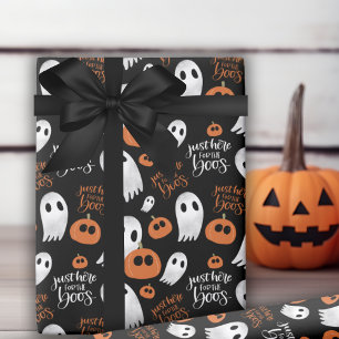 Just Here For The Boos Cute And Festive Halloween Wrapping Paper