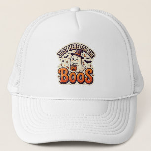 Just Here for the Boos Cute Ghost Halloween T-Shir Trucker Hat