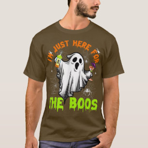 Just Here For The Boos Ghost Drink Spider Hallowee T-Shirt