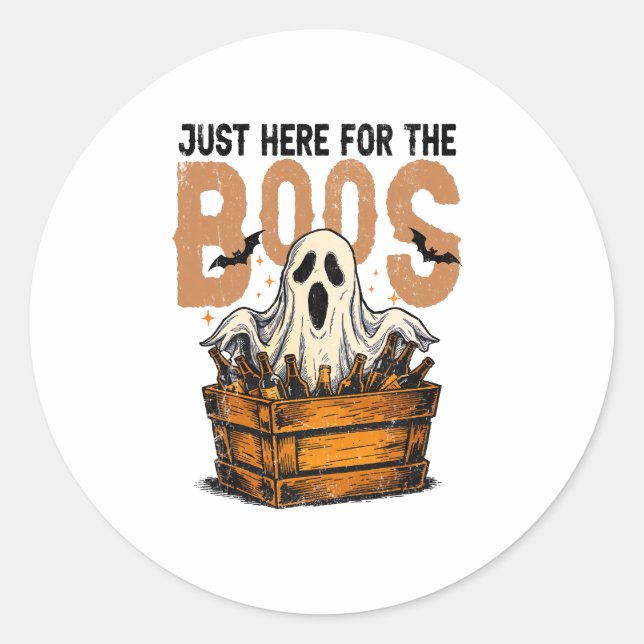 Just Here for the Boos Halloween Classic Round Sticker (Front)