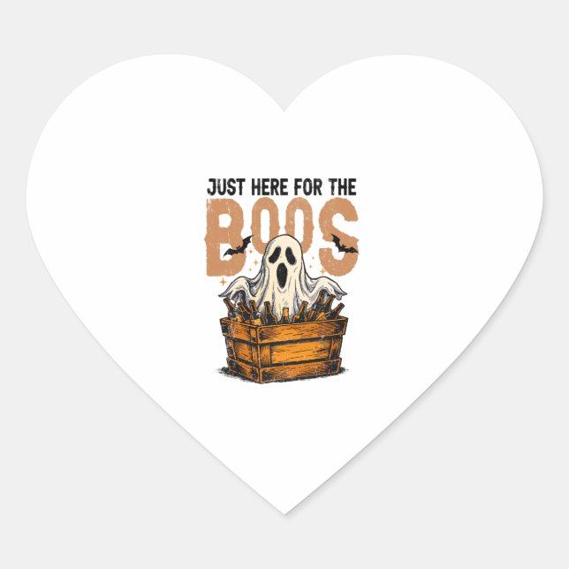 Just Here for the Boos Halloween Heart Sticker (Front)