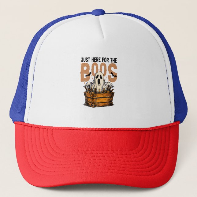 Just Here for the Boos Halloween Trucker Hat (Front)