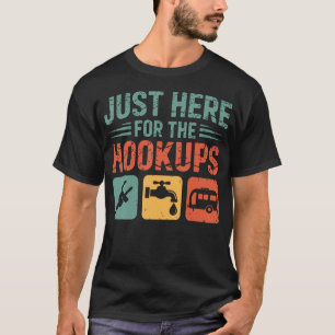 Just Here For The Hookups Funny Camping Rv Camper  T-Shirt