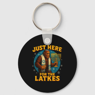 Just Here For The Latkes Funny Hanukkah Bigfoot  Key Ring