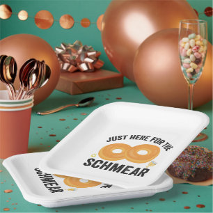 Just Here For the Schmear Funny Hanukkah Bread Paper Plate