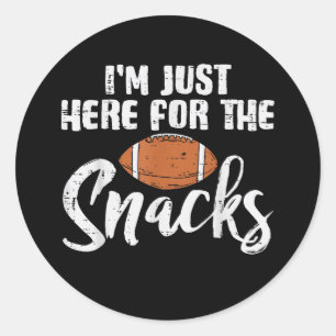 Just Here for The Snacks American Football Funny Classic Round Sticker
