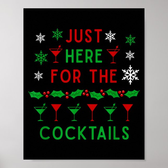 Just Here For The Tails Christmas Boozy Xmas Holid Poster (Front)