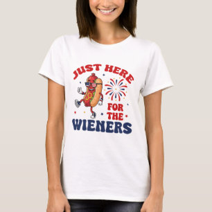 Just Here For The Weiners, Retro Hot Dog BBQ T-Shirt