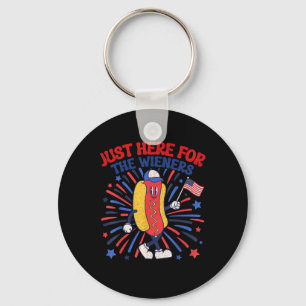 Just Here For The Wieners 4th Of July Funny Hot Do Key Ring