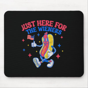 Just Here For The Wieners 4th Of July Hot Dog 6  Mouse Mat