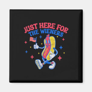 Just Here For The Wieners 4th Of July Hot Dog Magnet