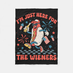 Just Here For The Wieners 4th Of July Patriotic Me Fleece Blanket
