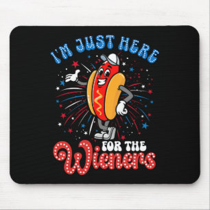 Just Here For The Wieners Firework Hot Dog 4th Of  Mouse Mat