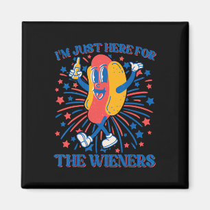 Just Here For The Wieners Hot Dog Funny 4th Of Jul Magnet