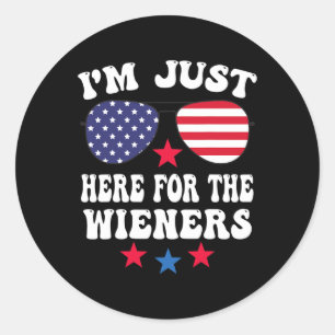 Just Here For The Wieners Sungles American Flag Classic Round Sticker