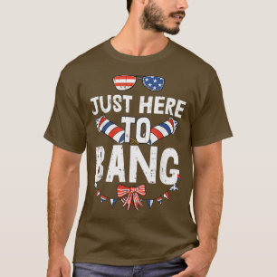 Just Here To Bang 4th Of July Funny Fireworks Patr T-Shirt